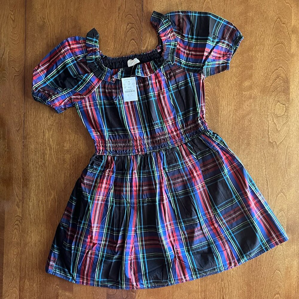 J. Crew black tartan dress 10 NWT